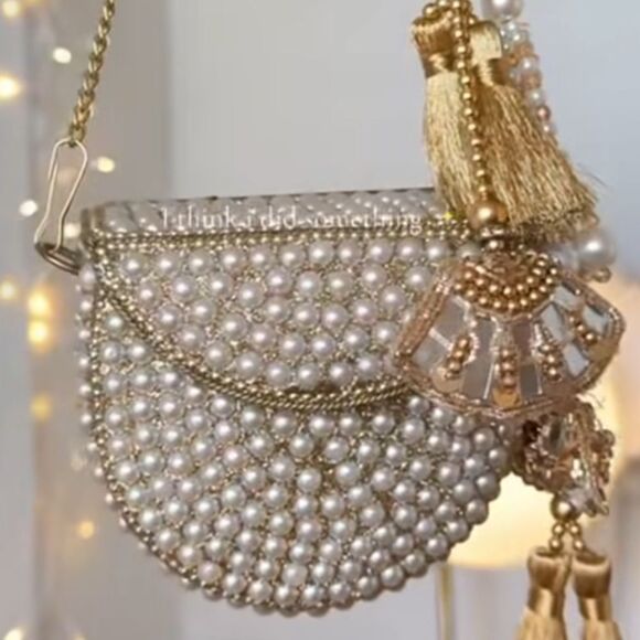 BRIDAL FORMAL PEARL MINI CLUTCH CROSSBODY BAG - Picture 7 of 14